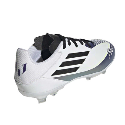 White-Purple - Back - Adidas Childrens-Kids Messi F50 3 Stripes Firm Ground Football Boots
