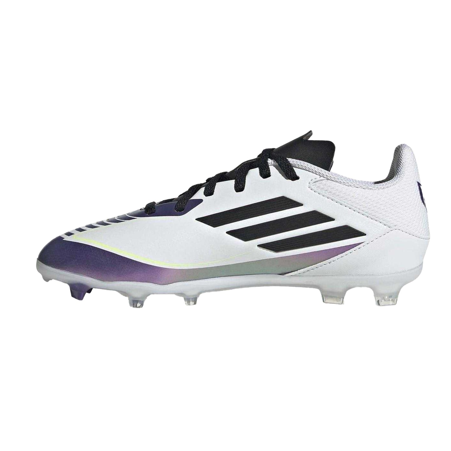 White-Purple - Side - Adidas Childrens-Kids Messi F50 3 Stripes Firm Ground Football Boots
