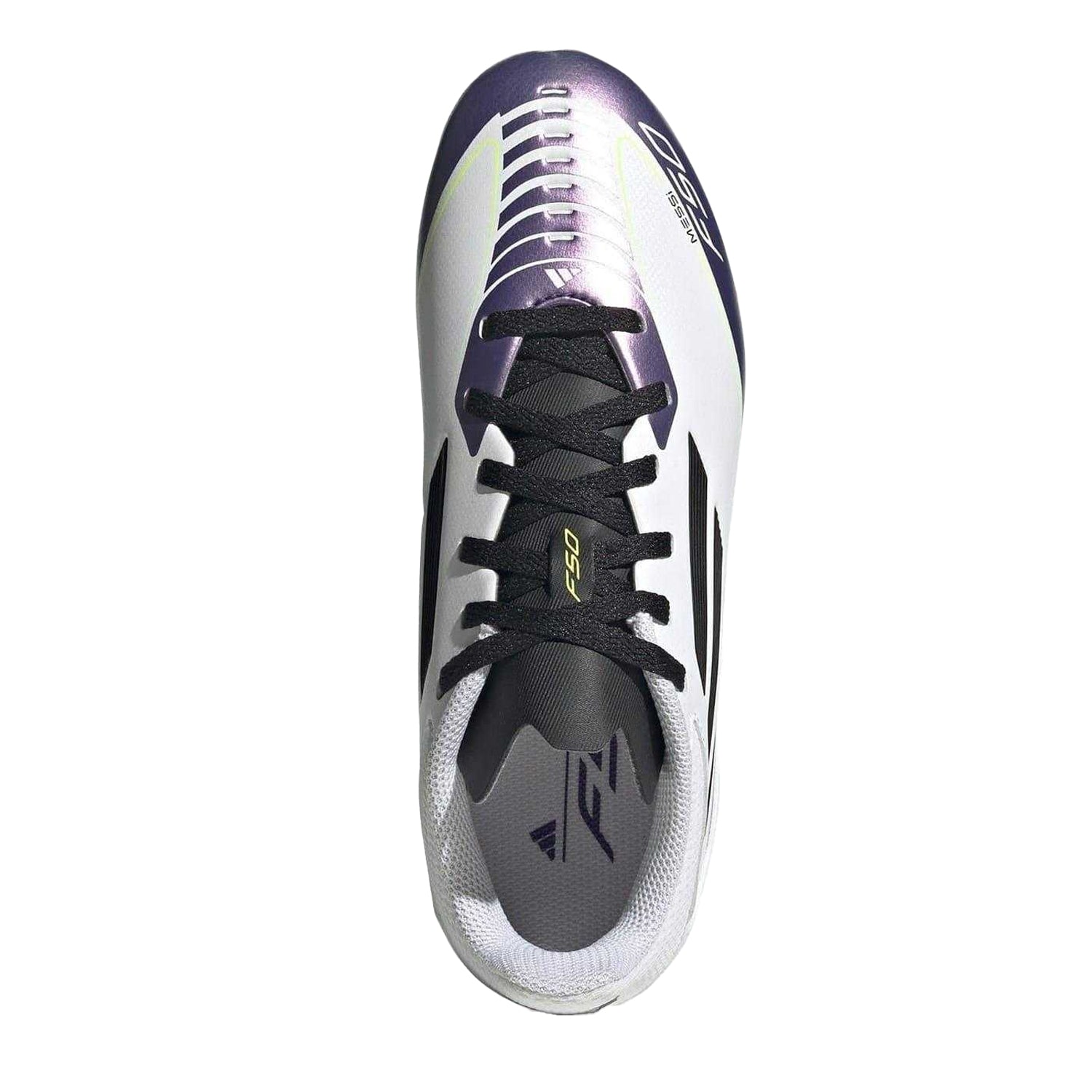 White-Purple - Lifestyle - Adidas Childrens-Kids Messi F50 3 Stripes Firm Ground Football Boots