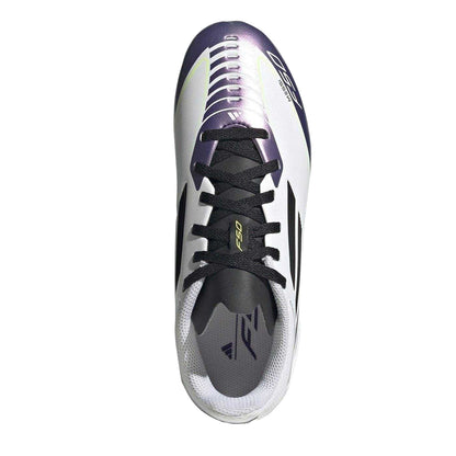 White-Purple - Lifestyle - Adidas Childrens-Kids Messi F50 3 Stripes Firm Ground Football Boots