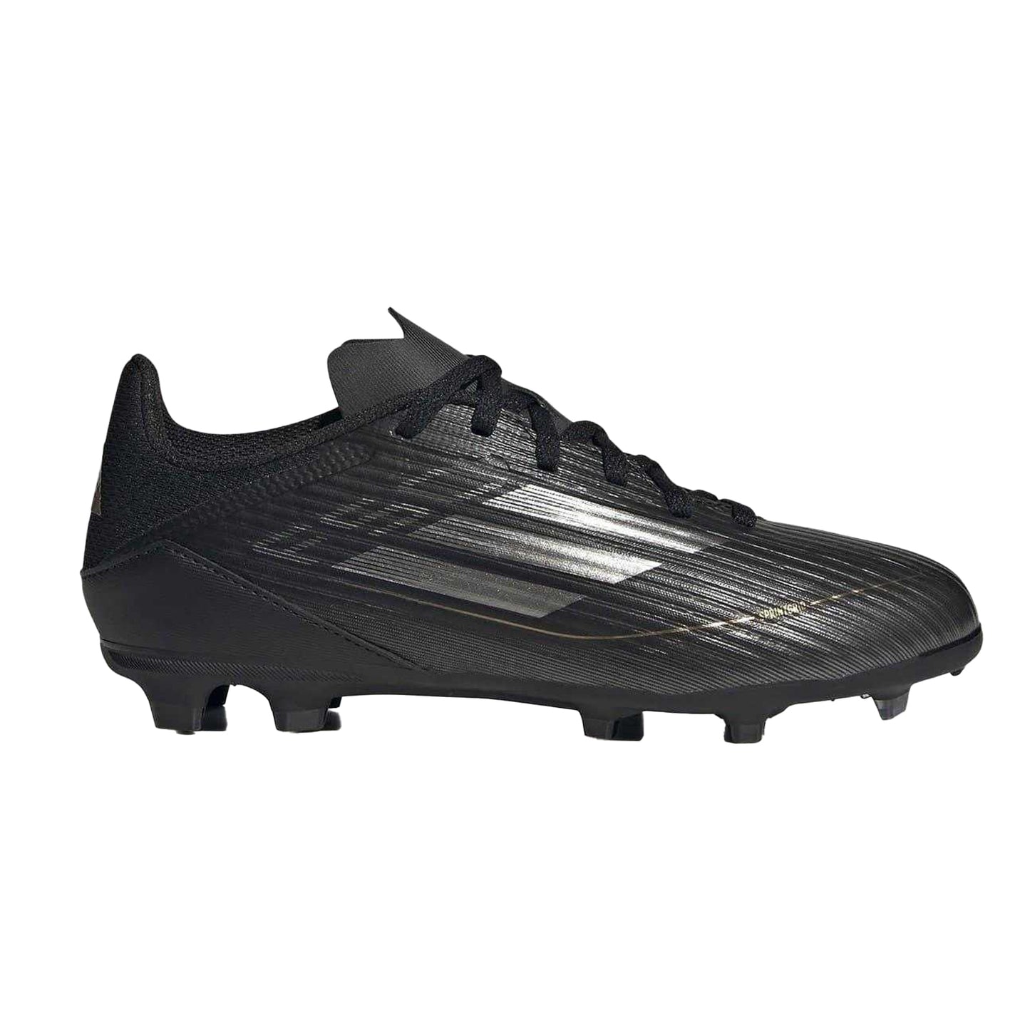 Black-Silver - Front - Adidas Childrens-Kids Messi F50 3 Stripes Firm Ground Football Boots