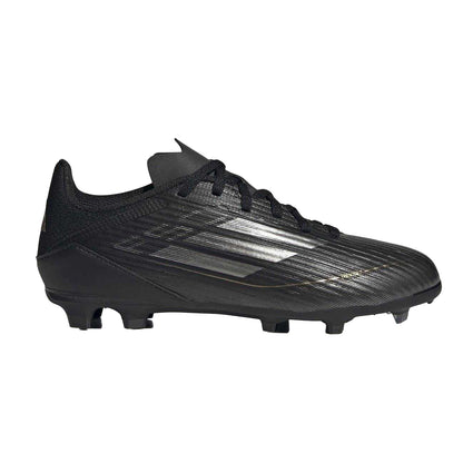 Black-Silver - Front - Adidas Childrens-Kids Messi F50 3 Stripes Firm Ground Football Boots