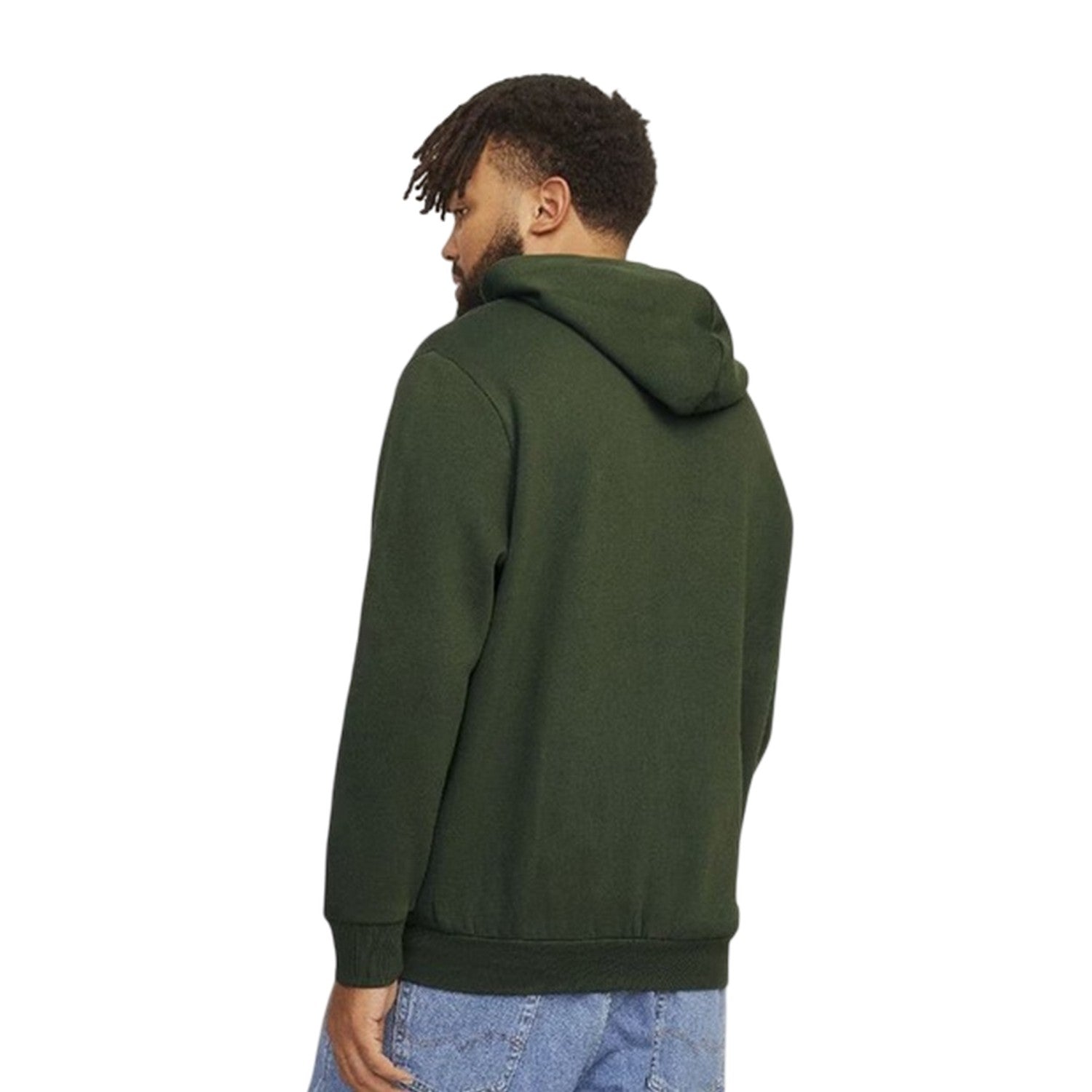 Green - Back - Jack And Jones Mens Graphic Print Organic Cotton Drawstring Hoodie