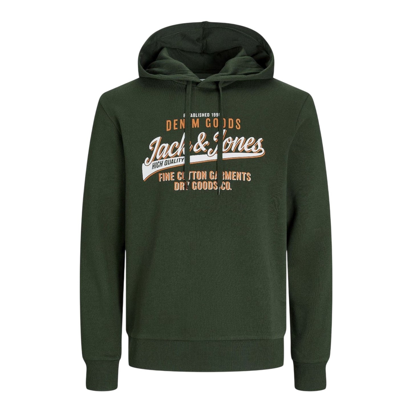 Green - Front - Jack And Jones Mens Graphic Print Organic Cotton Drawstring Hoodie