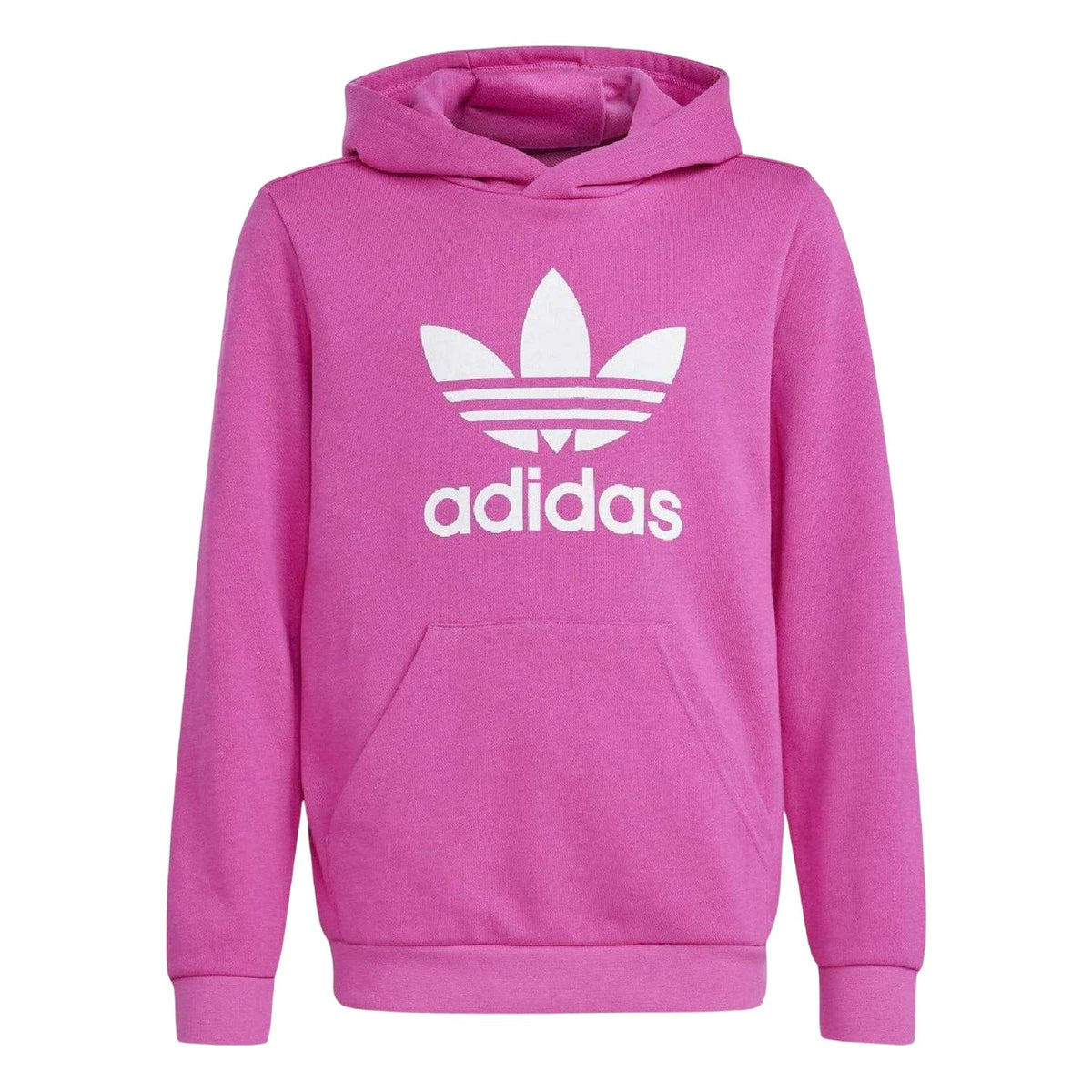 Pink - Front - Adidas Childrens-Kids Trefoil Pullover Hoodie