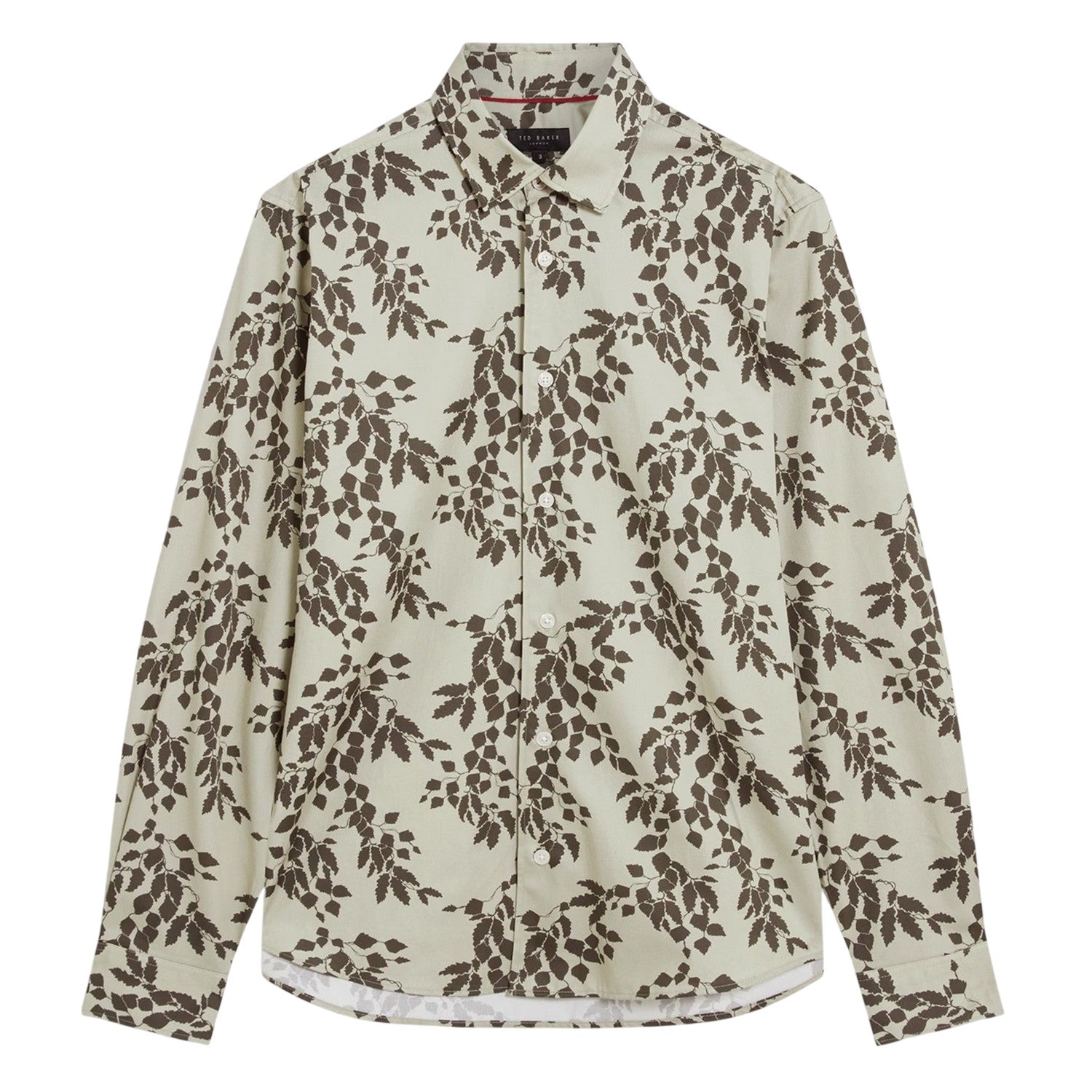 Light Green - Front - Ted Baker Mens Foliage Print Long-Sleeved Shirt