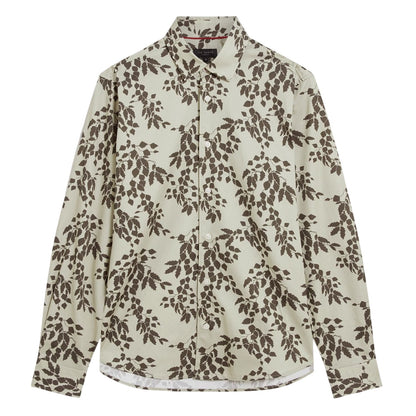 Light Green - Front - Ted Baker Mens Foliage Print Long-Sleeved Shirt