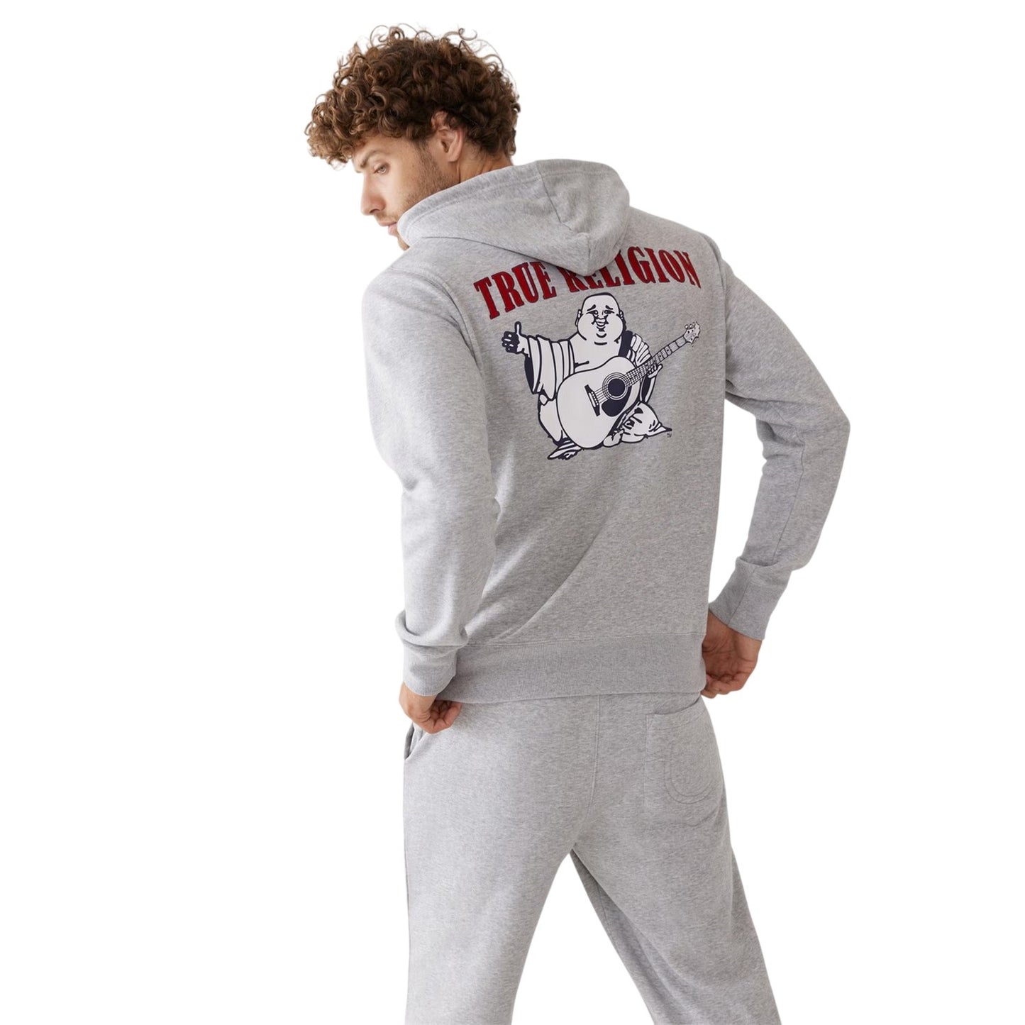 Heather Grey - Back - True Religion Mens Pullover Hoodie