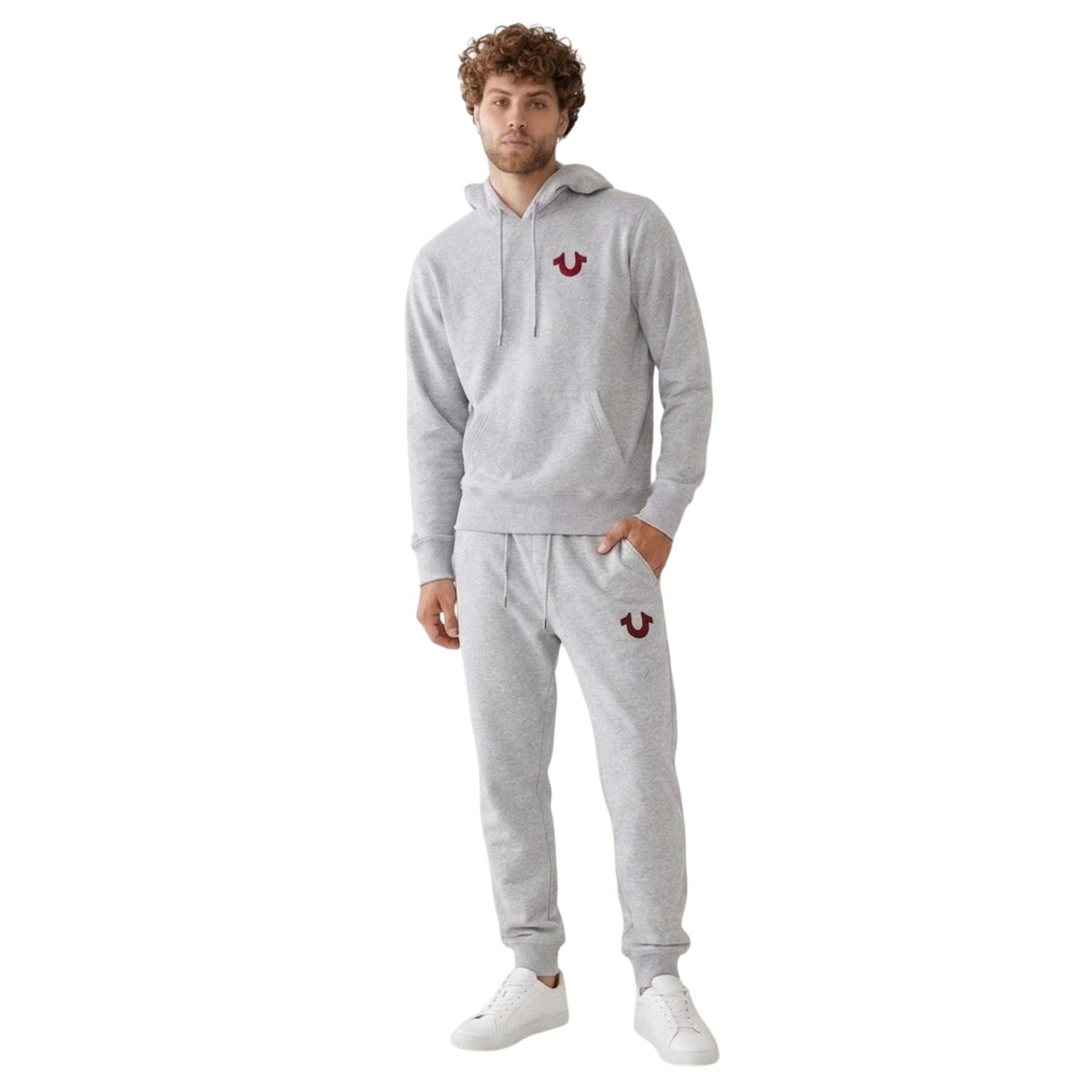 Heather Grey - Side - True Religion Mens Pullover Hoodie