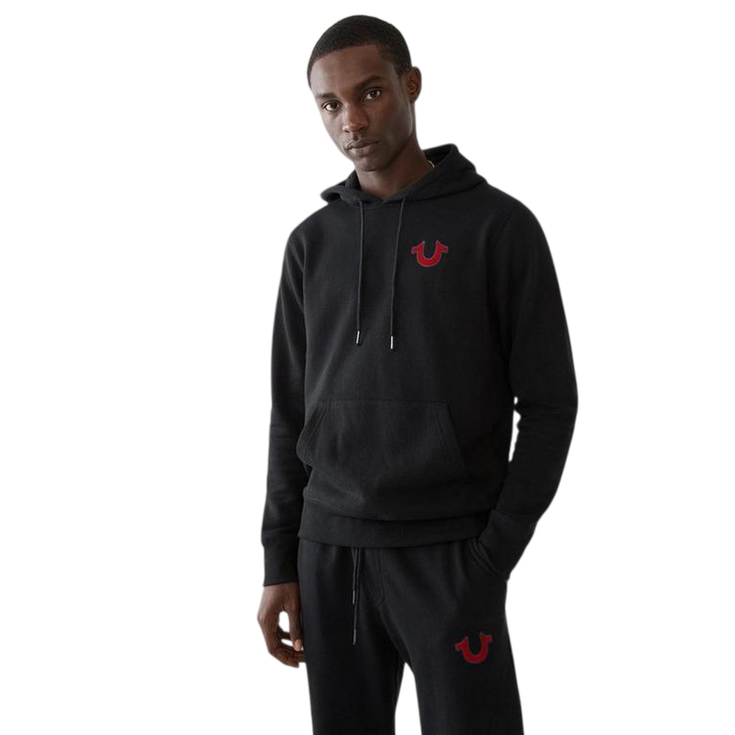 Black - Front - True Religion Mens Pullover Hoodie
