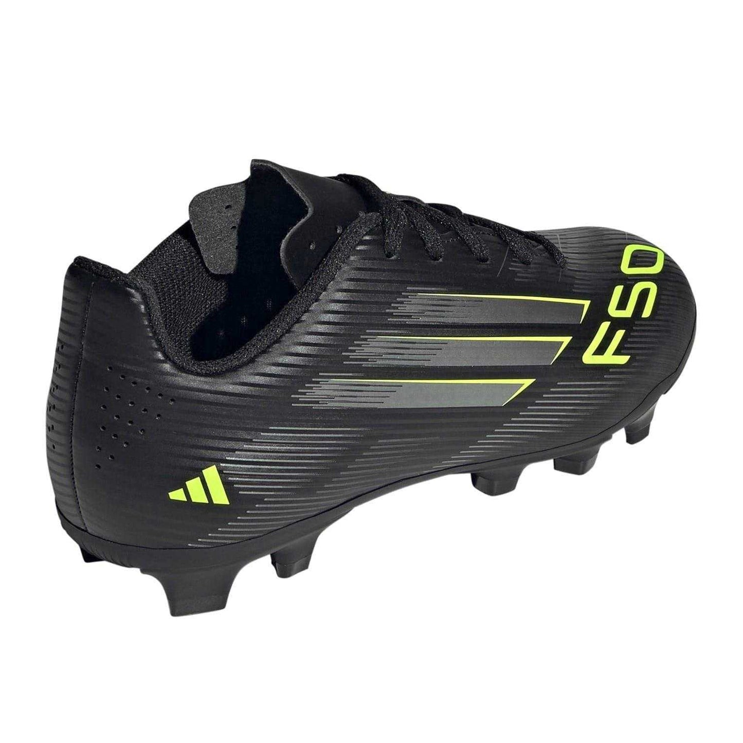 Black-Lemon - Back - Adidas Childrens-Kids F50 Club Firm Ground Football Boots