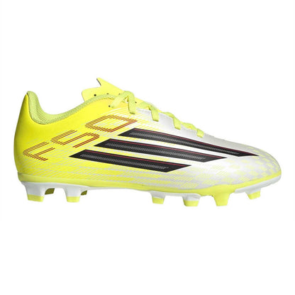 Solar Yellow - Front - Adidas Childrens-Kids F50 Club Firm Ground Football Boots