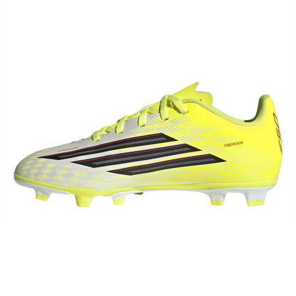 Solar Yellow - Side - Adidas Childrens-Kids F50 Club Firm Ground Football Boots