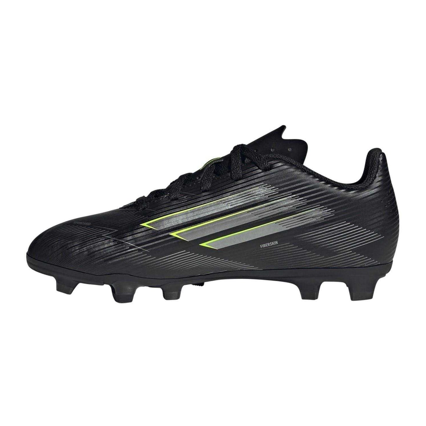 Black-Lemon - Side - Adidas Childrens-Kids F50 Club Firm Ground Football Boots