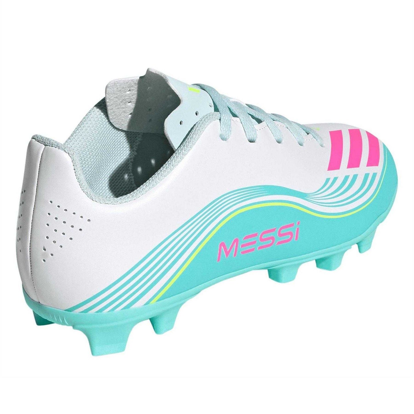 White-Pink-Blue - Back - Adidas Childrens-Kids F50 Club Firm Ground Football Boots