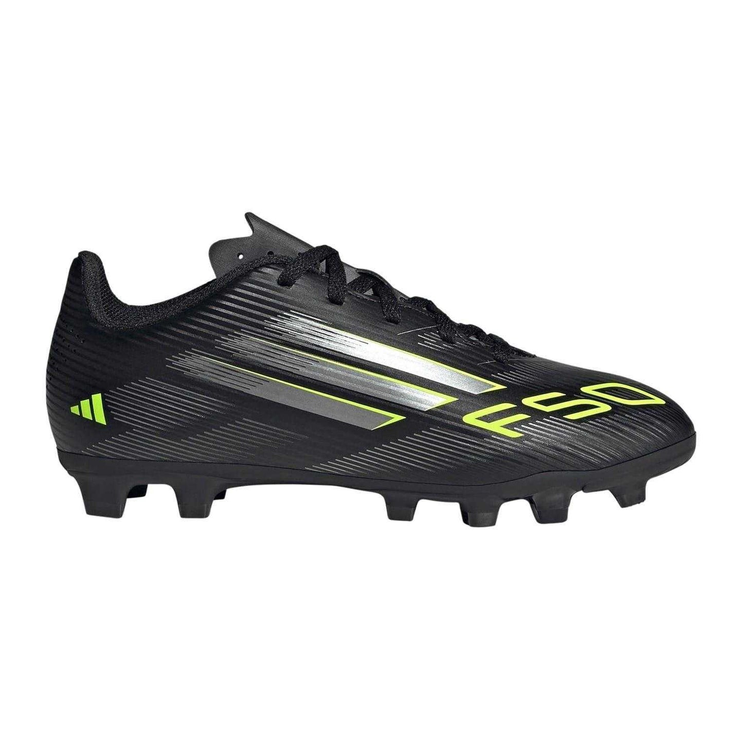 Black-Lemon - Front - Adidas Childrens-Kids F50 Club Firm Ground Football Boots