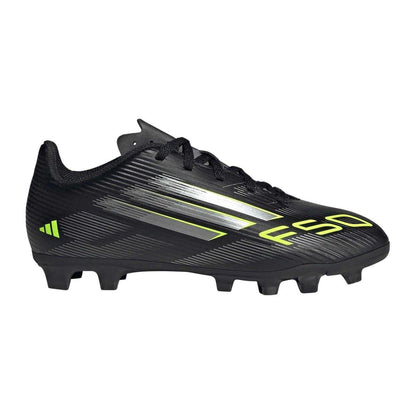 Black-Lemon - Front - Adidas Childrens-Kids F50 Club Firm Ground Football Boots