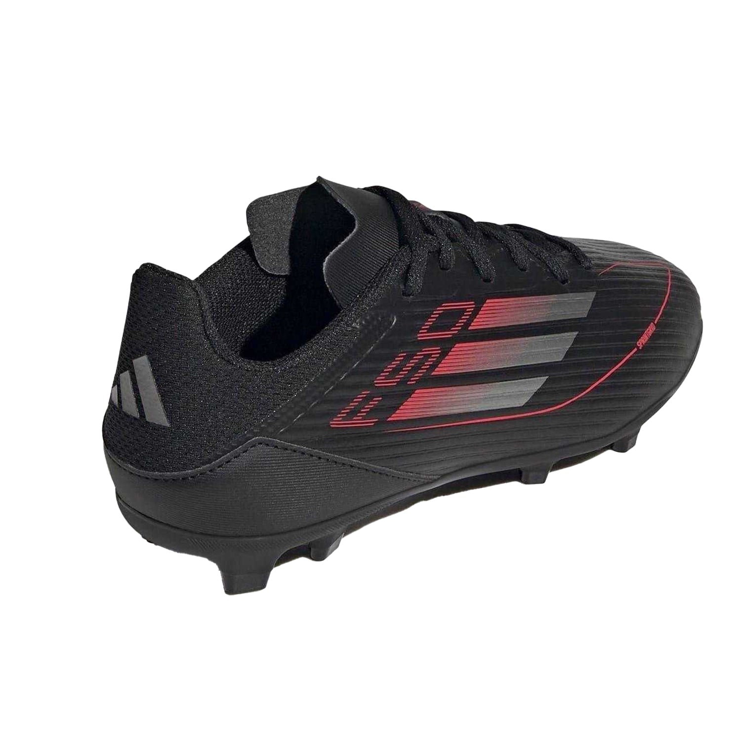 Black-Iron-Red - Back - Adidas Childrens-Kids F50 League Firm Ground Football Boots