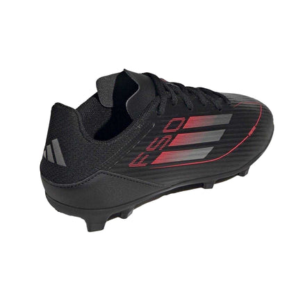 Black-Iron-Red - Back - Adidas Childrens-Kids F50 League Firm Ground Football Boots