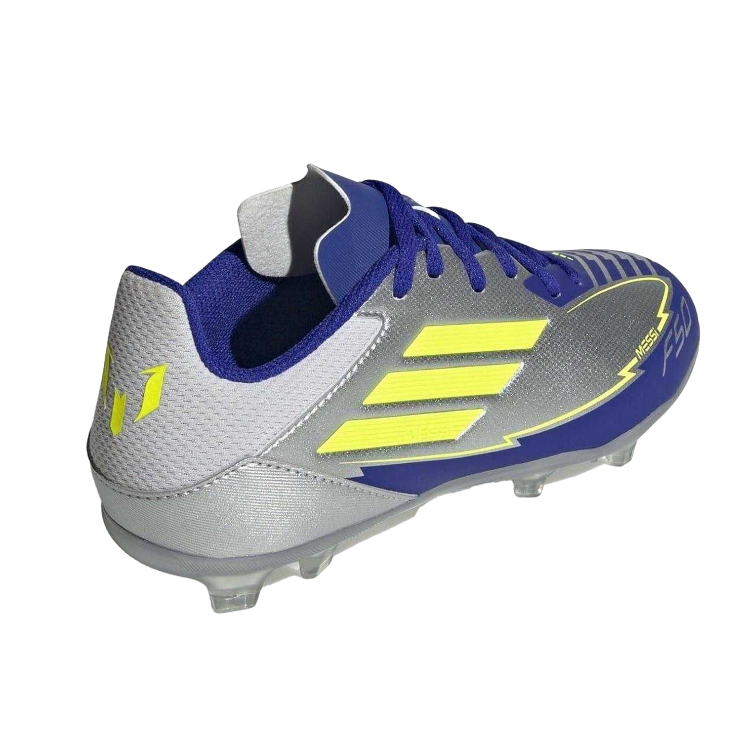 Silver-Blue - Back - Adidas Childrens-Kids F50 League Firm Ground Football Boots