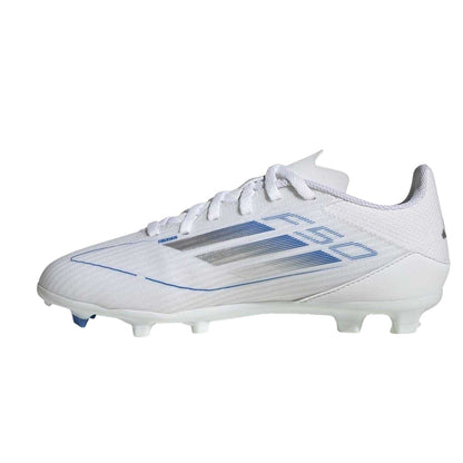 White - Side - Adidas Childrens-Kids F50 League Firm Ground Football Boots