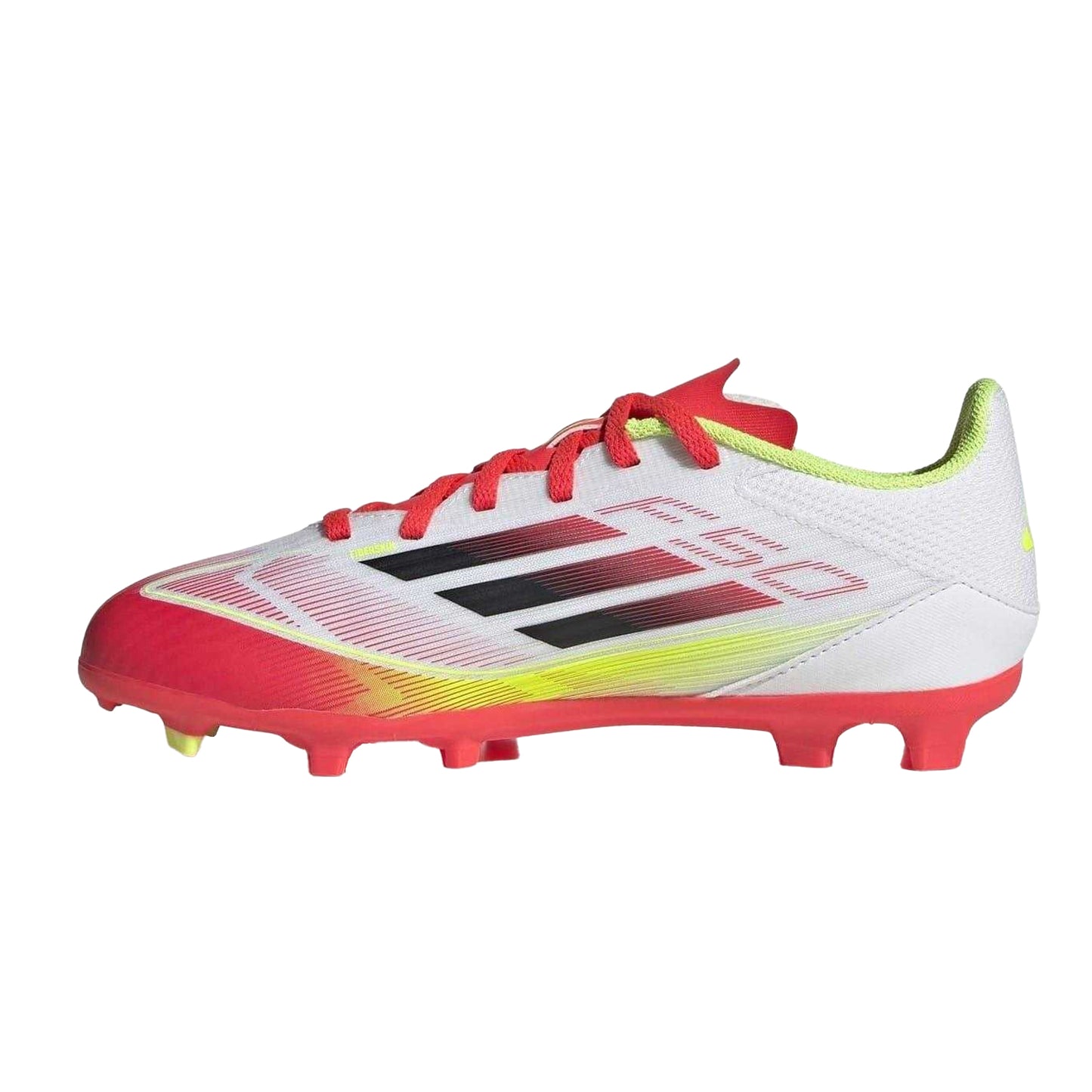 White-Red - Side - Adidas Childrens-Kids F50 League Firm Ground Football Boots