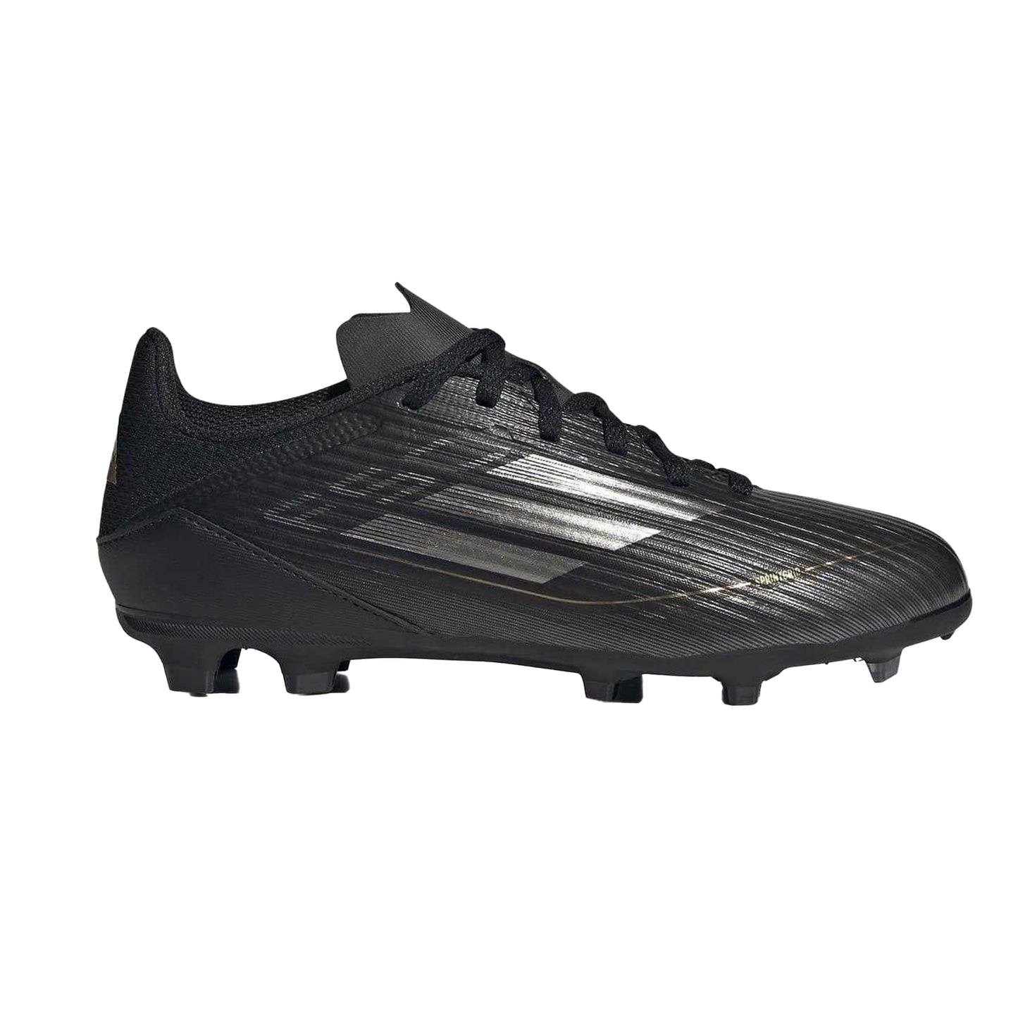 Black-Silver - Front - Adidas Childrens-Kids F50 League Firm Ground Football Boots