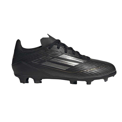 Black-Silver - Front - Adidas Childrens-Kids F50 League Firm Ground Football Boots
