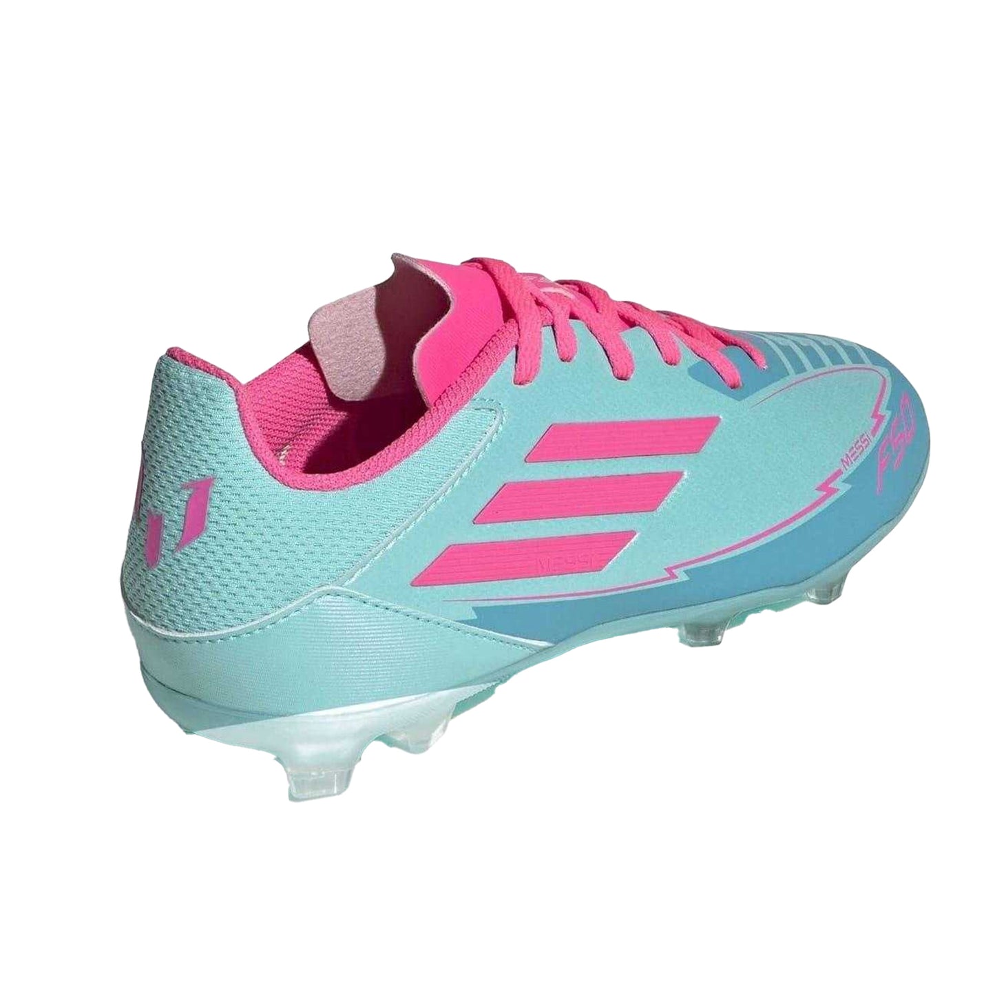 Blue-Pink - Side - Adidas Childrens-Kids F50 League Firm Ground Football Boots