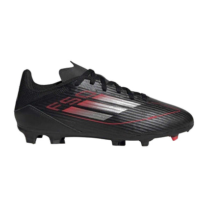 Black-Iron-Red - Front - Adidas Childrens-Kids F50 League Firm Ground Football Boots