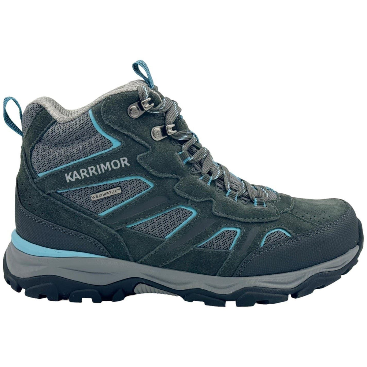 Grey-Blue - Front - Karrimor Womens-Ladies Mount Suede Waterproof Walking Boots