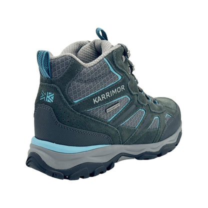 Grey-Blue - Back - Karrimor Womens-Ladies Mount Suede Waterproof Walking Boots
