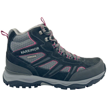 Black-Pink - Front - Karrimor Womens-Ladies Mount Suede Waterproof Walking Boots