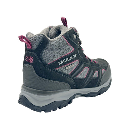 Black-Pink - Back - Karrimor Womens-Ladies Mount Suede Waterproof Walking Boots