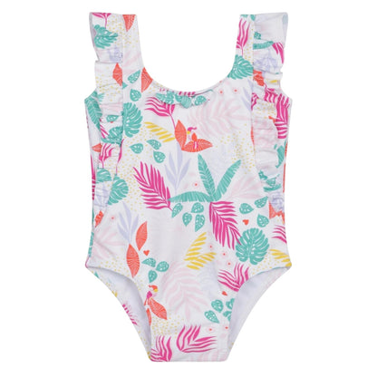 White - Front - Carrement Beau Girls One Piece Swimsuit