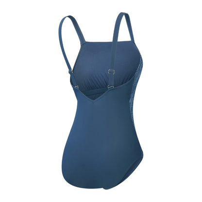 Blue - Back - Speedo Womens-Ladies Geometric One Piece Swimsuit
