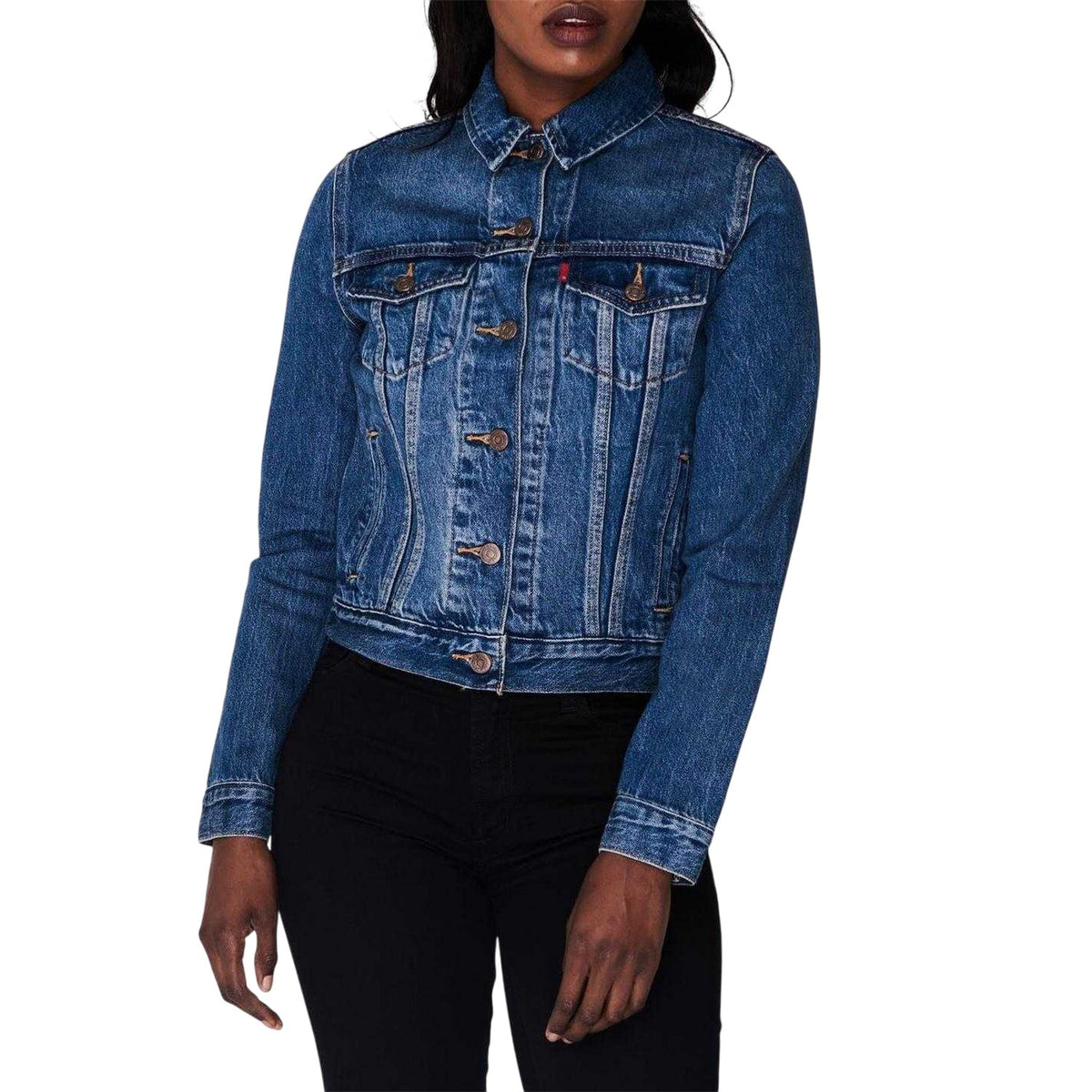 Navy - Side - Levis Womens-Ladies Ex Boyfriend Trucker Jacket