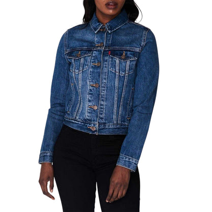 Navy - Side - Levis Womens-Ladies Ex Boyfriend Trucker Jacket