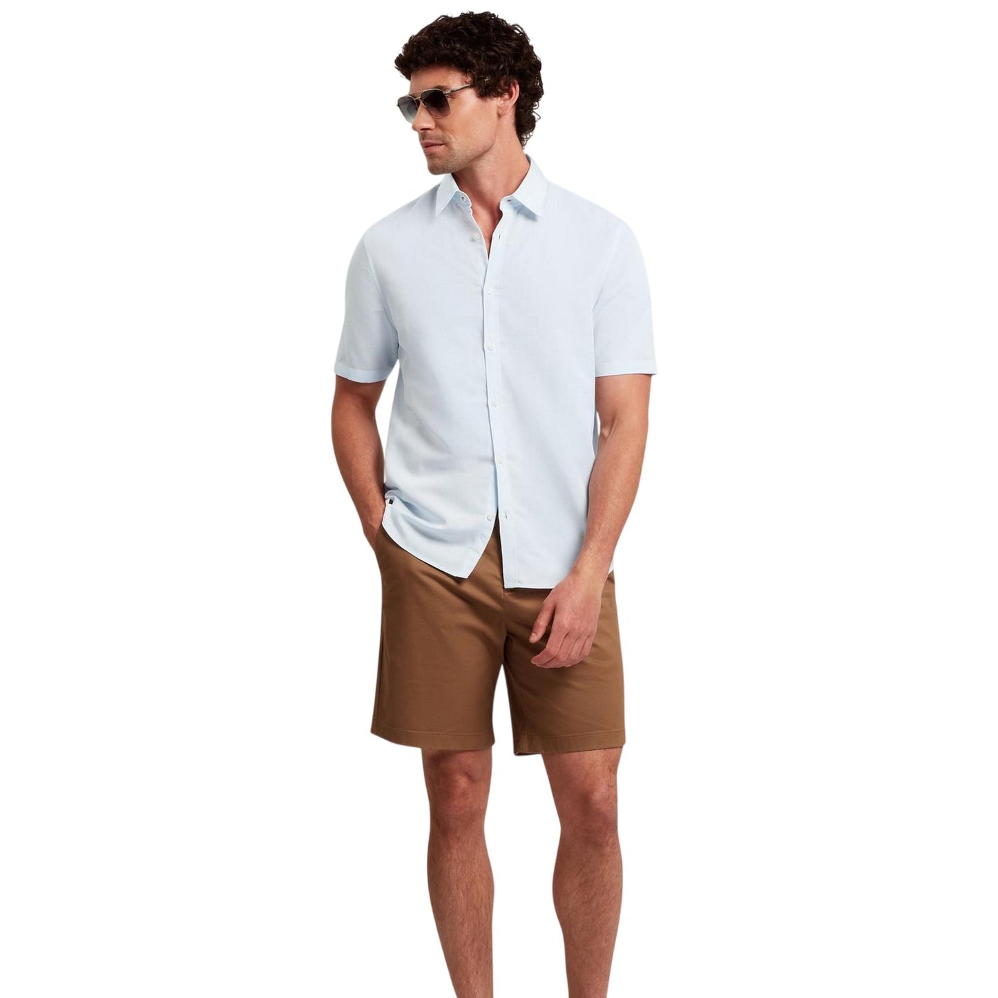 Light Blue - Lifestyle - Ted Baker Mens Baker Regular Short-Sleeved Shirt