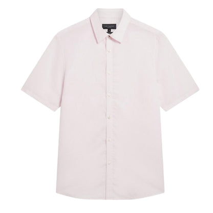 Light Pink - Front - Ted Baker Mens Baker Regular Short-Sleeved Shirt