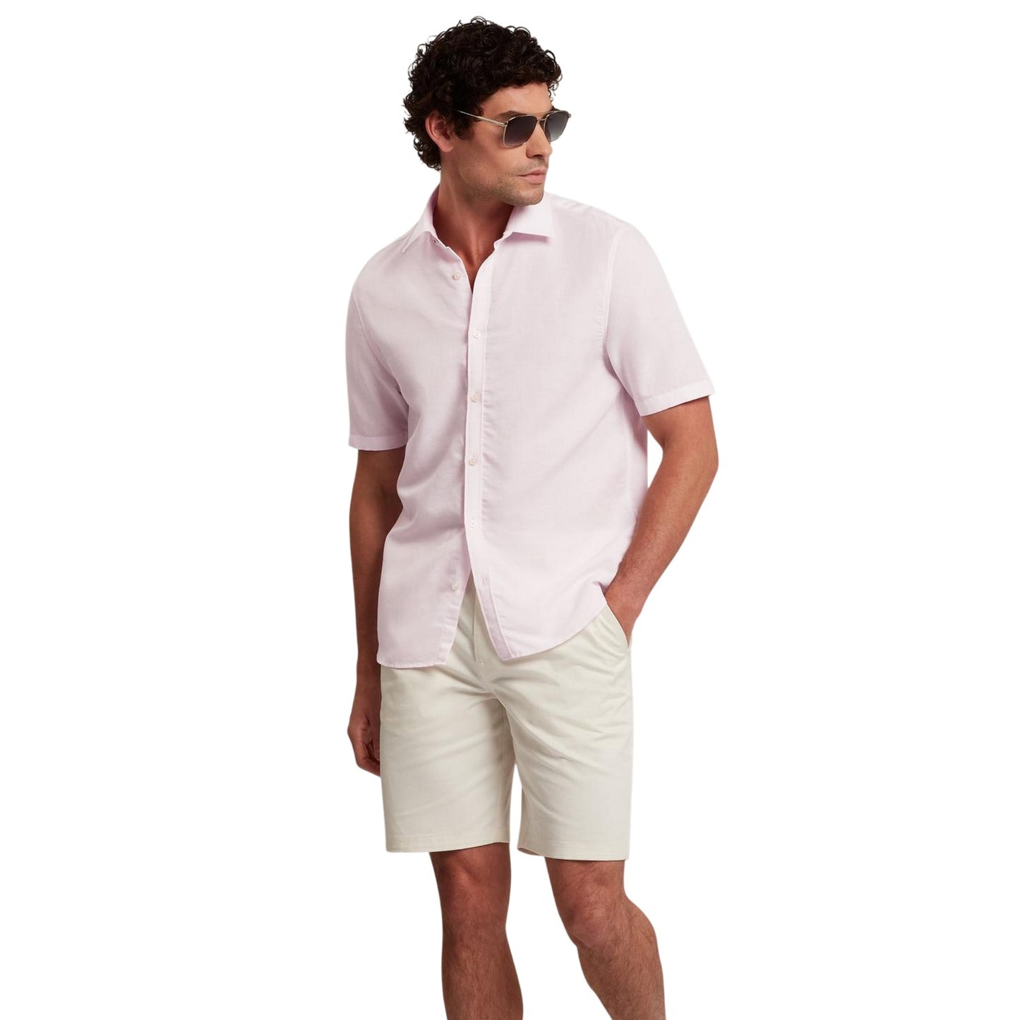 Light Pink - Lifestyle - Ted Baker Mens Baker Regular Short-Sleeved Shirt