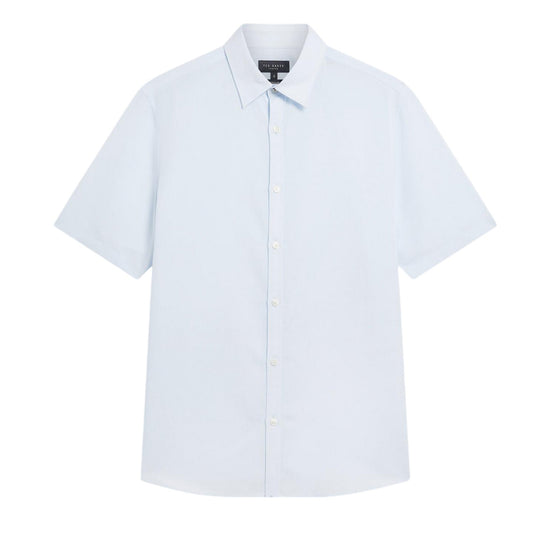 Light Blue - Front - Ted Baker Mens Baker Regular Short-Sleeved Shirt