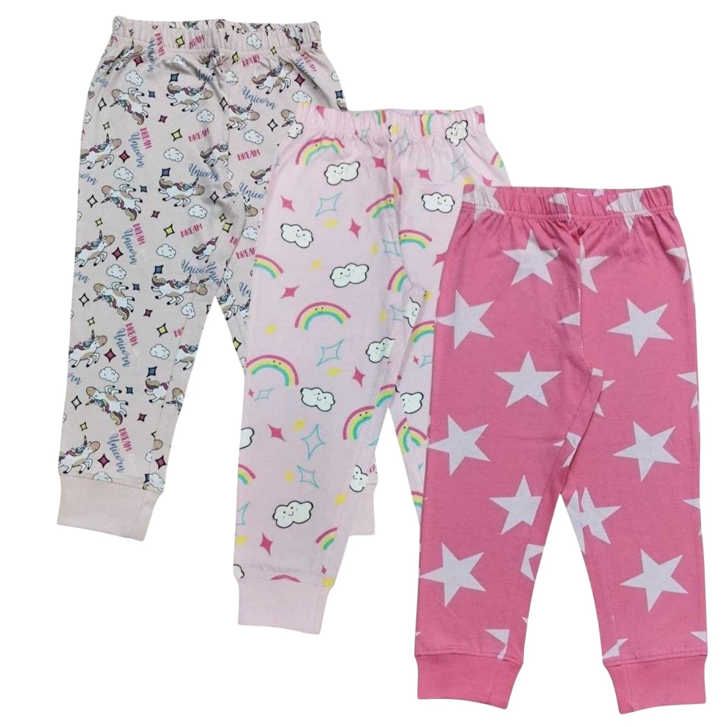 Black-Pink - Lifestyle - Star Childrens-Kids Unicorn Long Pyjama Set (Pack of 3)