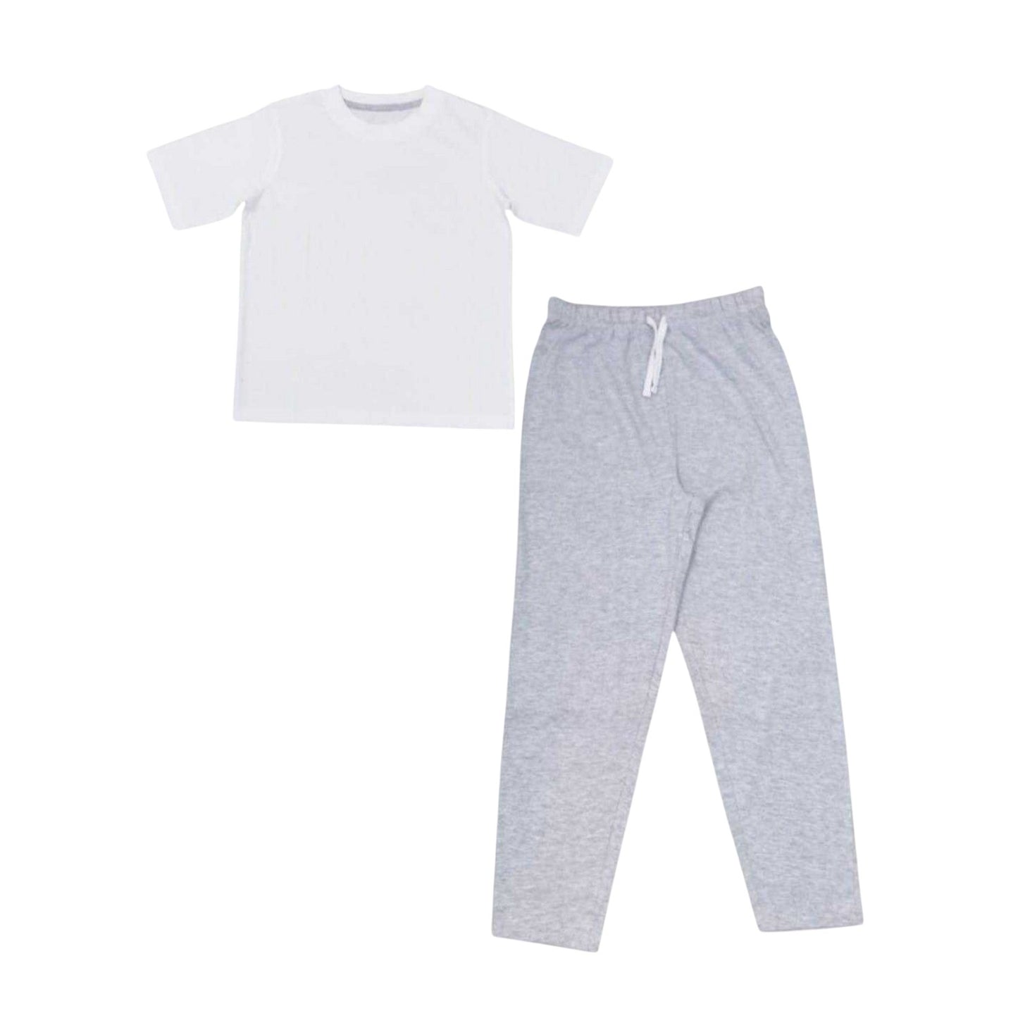 Grey - Front - Linea Childrens-Kids Blank Crew Neck Long Pyjama Set