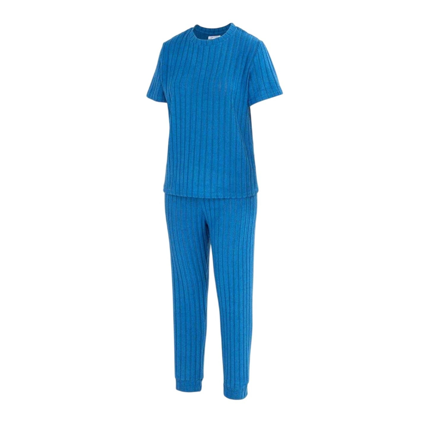 Blue - Front - Miso Womens-Ladies Cotton Blend Short-Sleeved Pyjama Set