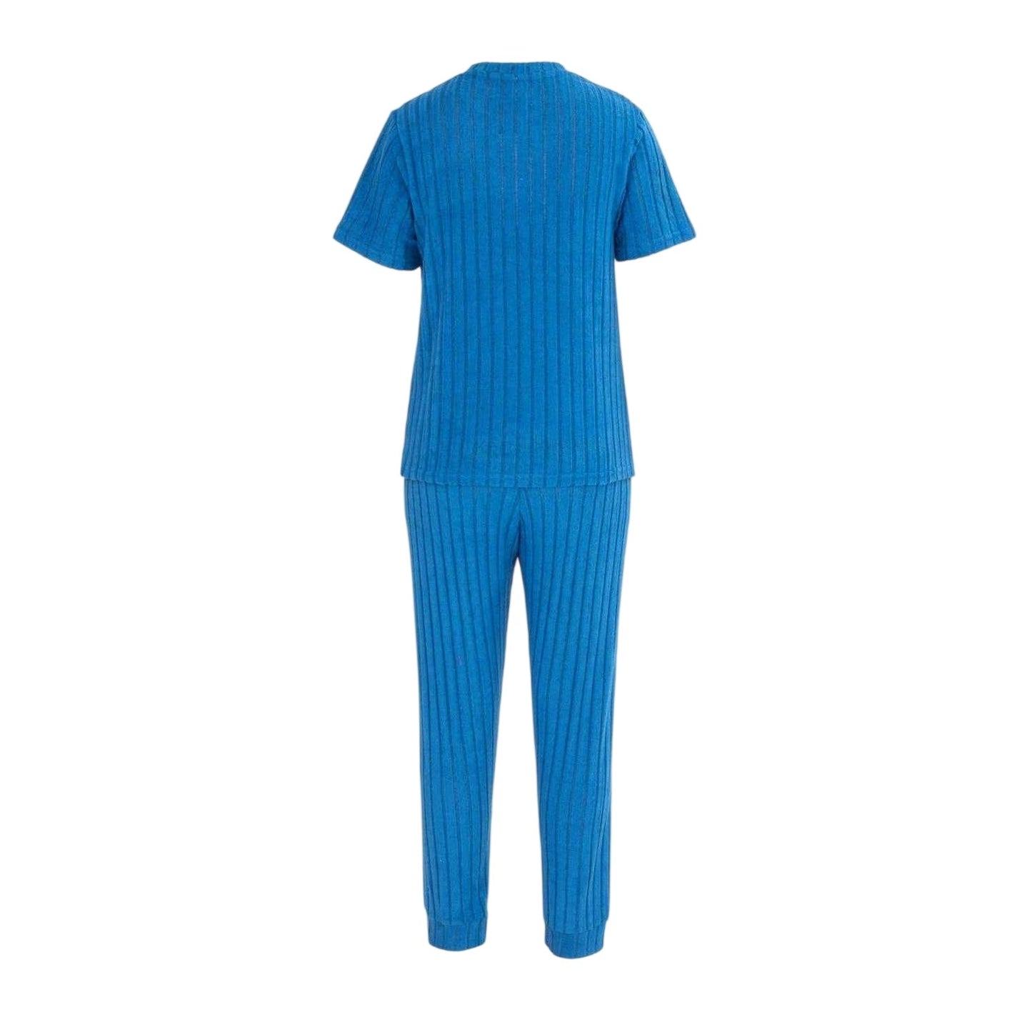 Blue - Back - Miso Womens-Ladies Cotton Blend Short-Sleeved Pyjama Set