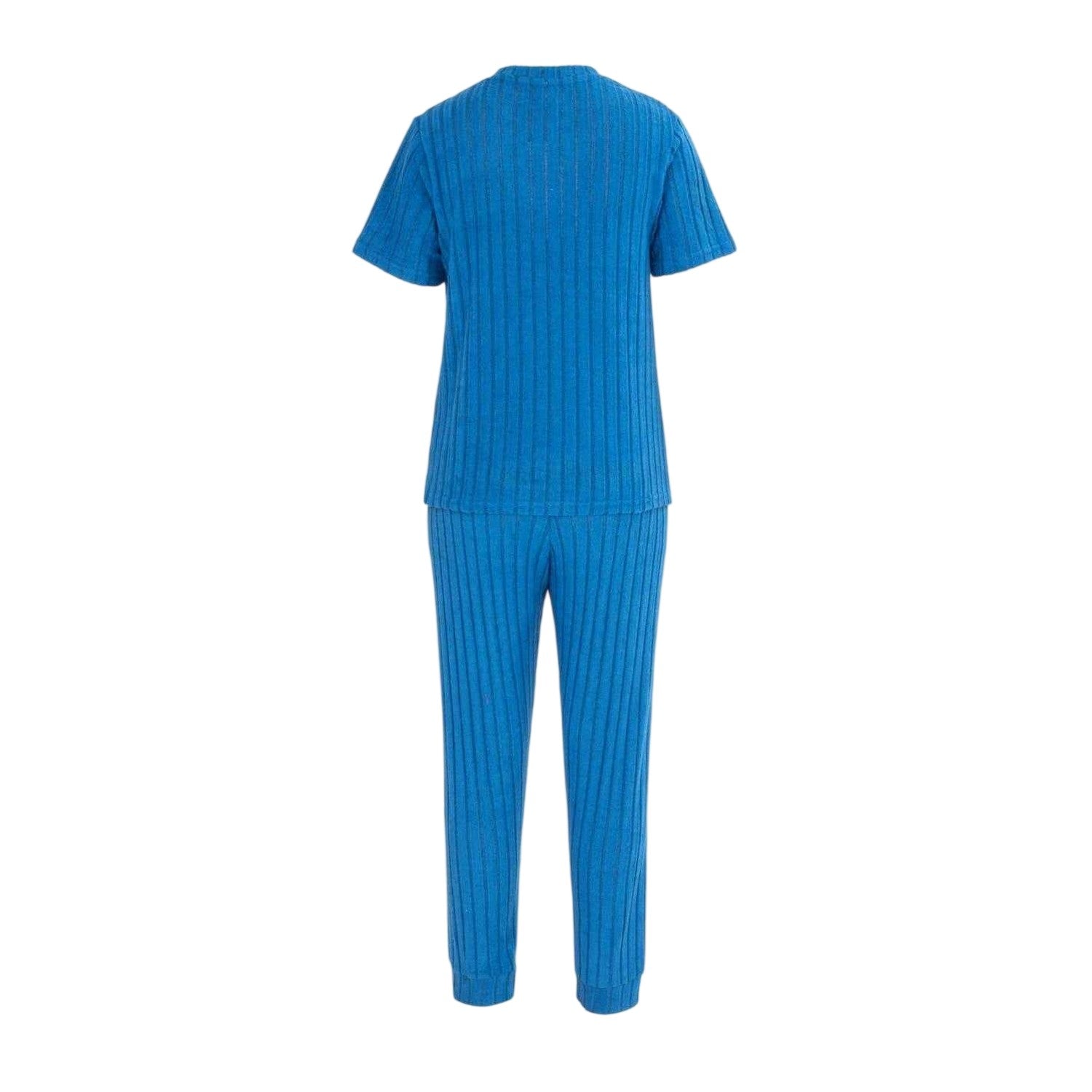 Blue - Back - Miso Womens-Ladies Cotton Blend Short-Sleeved Pyjama Set