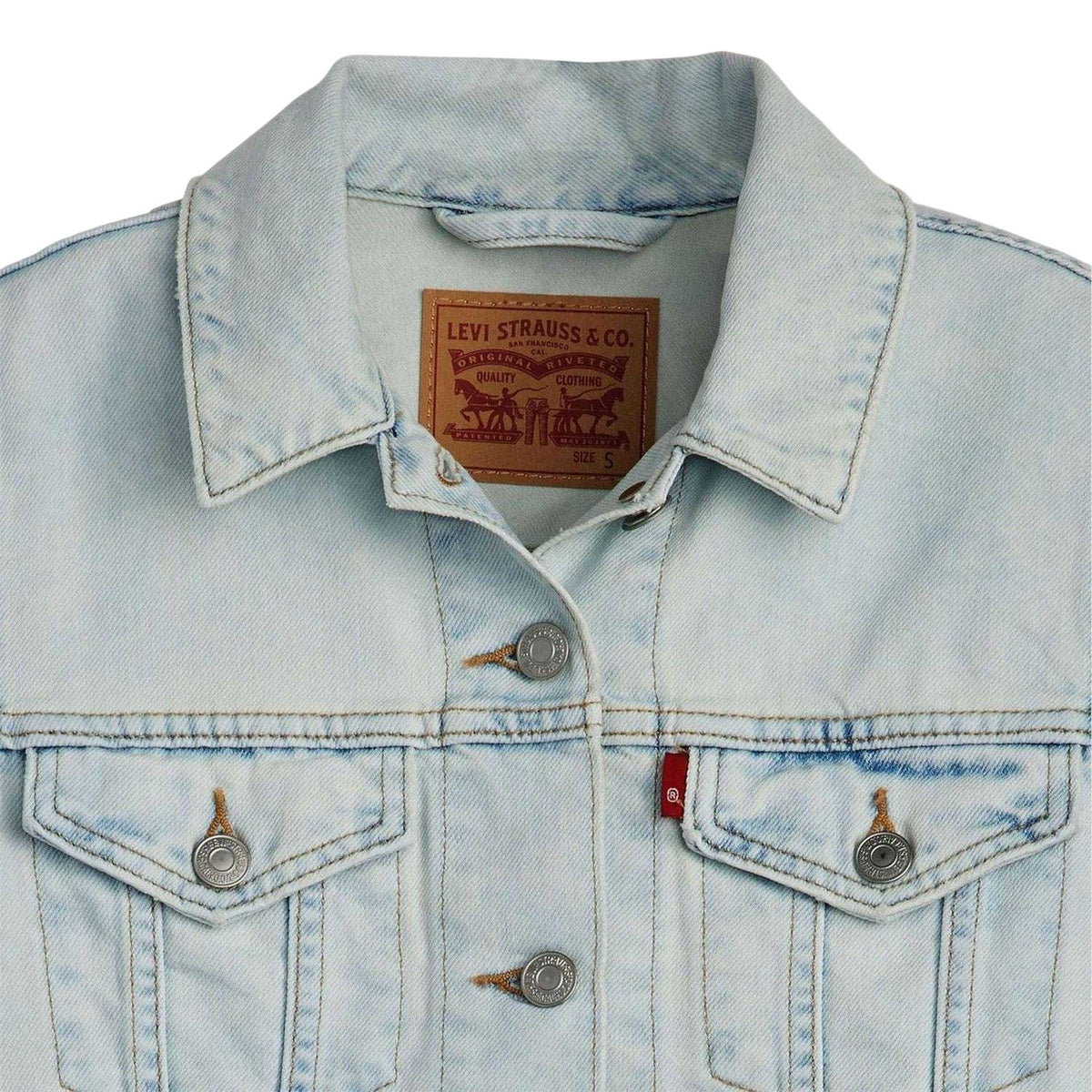 Blue - Side - Levis Womens-Ladies Original Denim Trucker Jacket