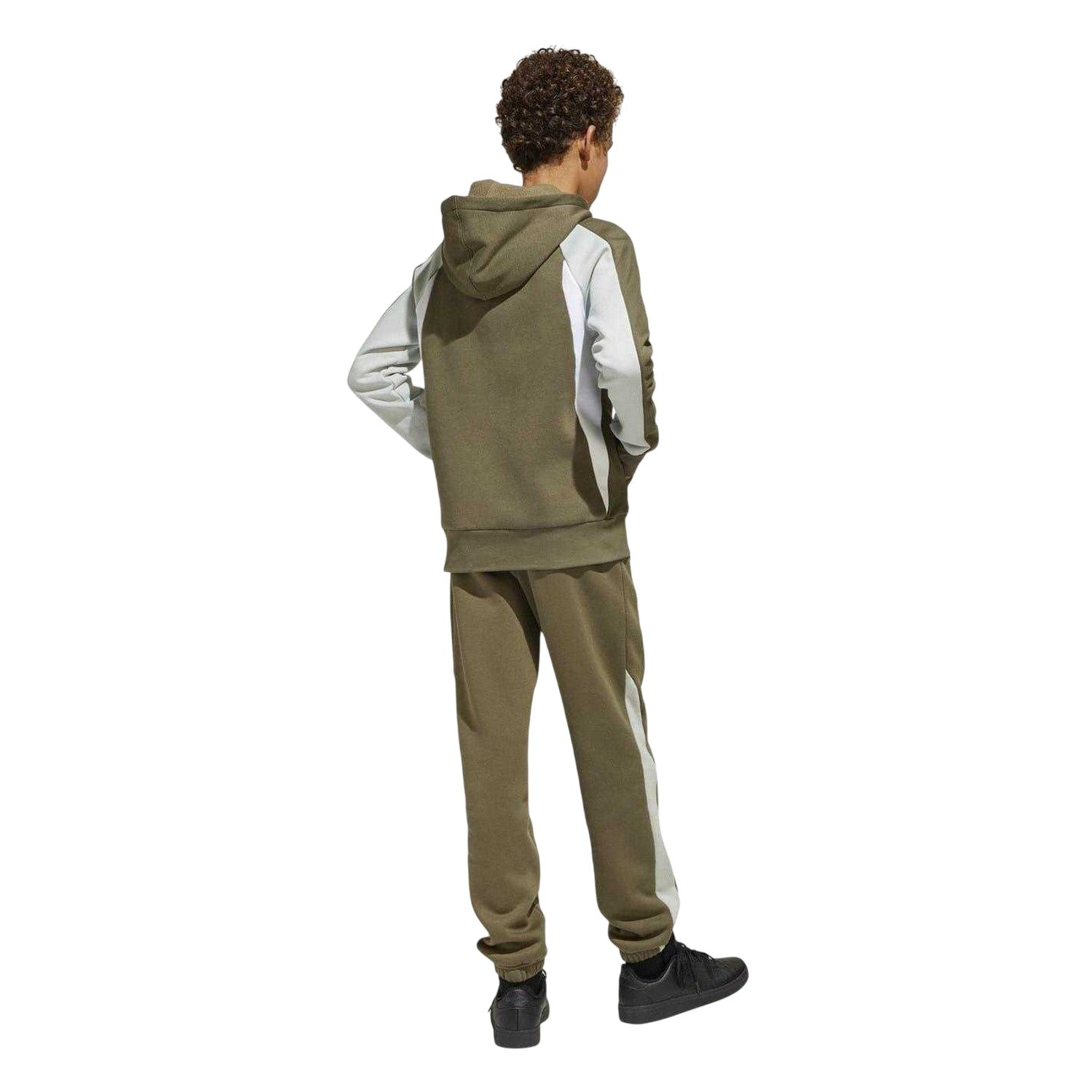 Olive-Silver-White - Back - Adidas Childrens-Kids Plain Slim Joggers