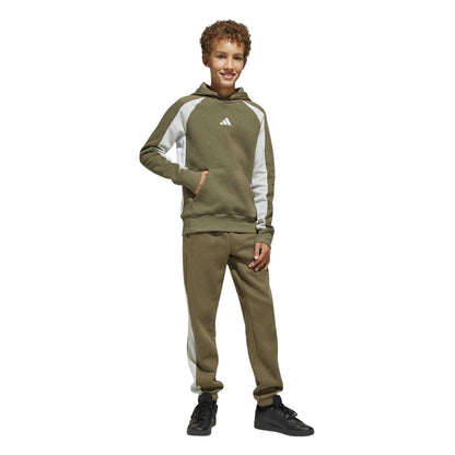 Olive-Silver-White - Side - Adidas Childrens-Kids Plain Slim Joggers